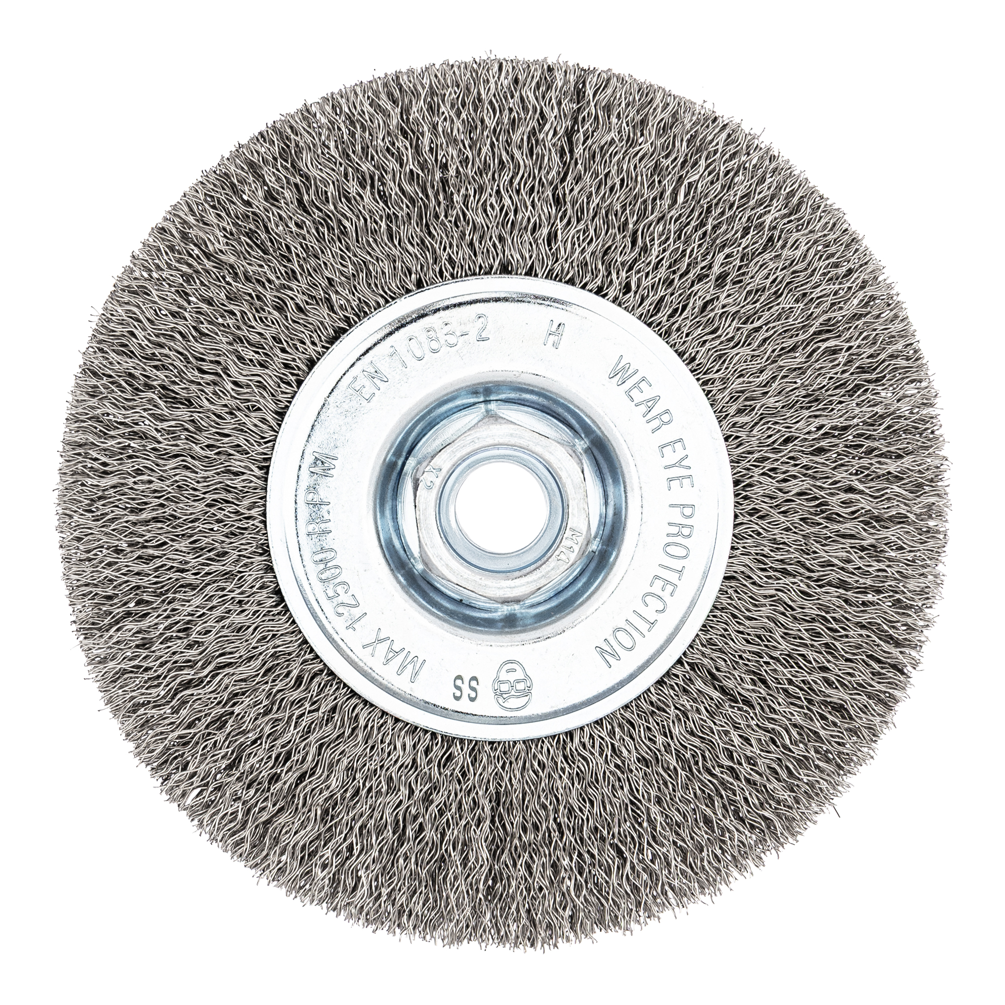 Щетка дисковая, гофрированная, для УШМ № 496 (100 мм; M14х2; SS 0.3 нерж.), RPM 15000, ТМ ПрофОснастка