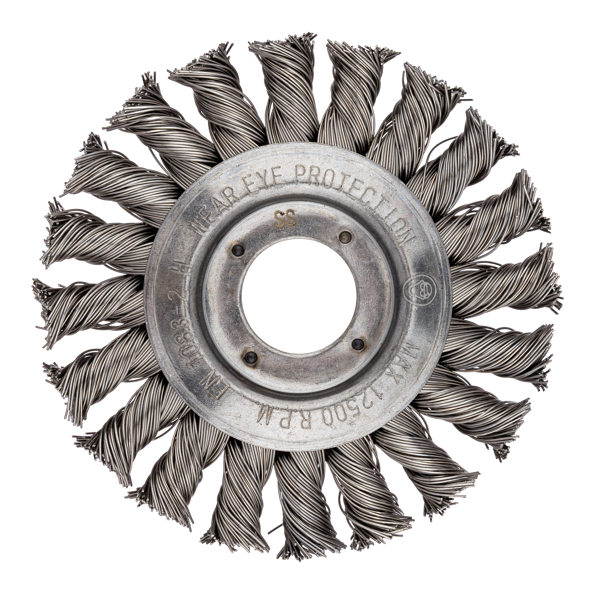 Щетка дисковая, жгутовая, для УШМ № 567 (125 мм; 22.2 мм; SS 0.5 нерж.), RPM 12500, ТМ ПрофОснастка