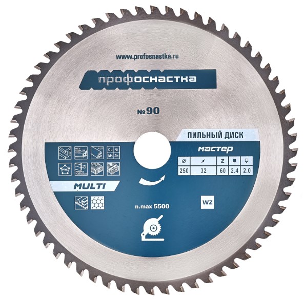Пильный диск № 084 Мульти (250х32/30 мм; Z40; WZ 0), ТМ ПрофОснастка